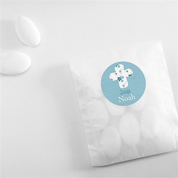 Aufkleber Taufe blaue schleife - Vue 4