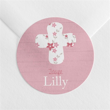 Aufkleber Taufe rosa schleife