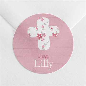 Aufkleber Taufe rosa schleife