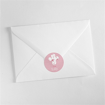 Aufkleber Taufe rosa schleife - Vue 3