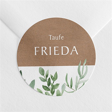 Aufkleber Taufe kraftpapier und pflanzenmotiv