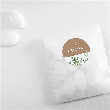 Aufkleber Taufe kraftpapier und pflanzenmotiv - Vue 4