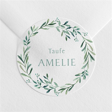 Aufkleber Taufe runder blumenkranz