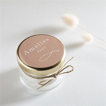 Aufkleber Taufe goldgravur rosa - Vue 2