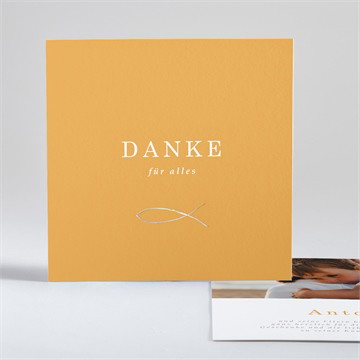 Dankeskarte Kommunion senfgelb - silber