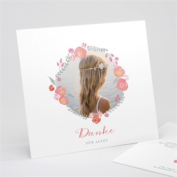 Dankeskarte Kommunion aquarellkranz - gold