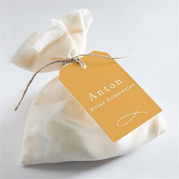 Geschenkanhänger Kommunion Senfgelb - Vue 2