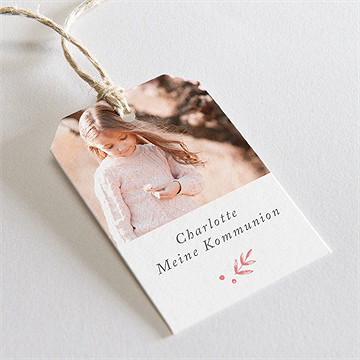 Geschenkanhänger Kommunion Kupferblätterranke