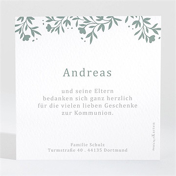 Dankeskarte Kommunion smaragdprägung - Vue 2