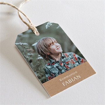 Geschenkanhänger Kommunion pflanzenillustration - gold