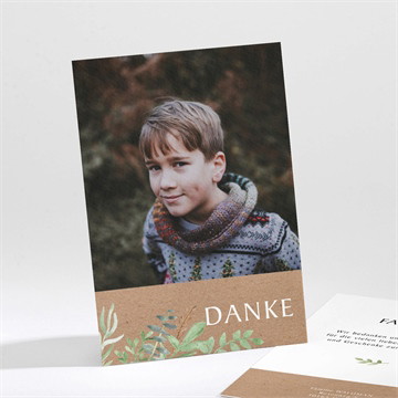 Dankeskarte Kommunion pflanzenillustration - gold