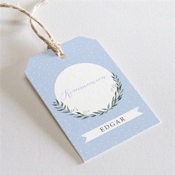 Geschenkanhänger Kommunion zartes blau