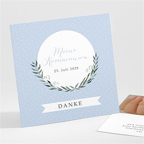 Dankeskarte Kommunion zartes blau