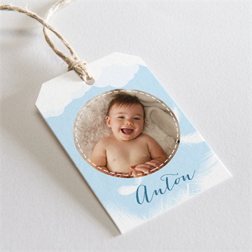 Geschenkanhänger Taufe Zarte federn