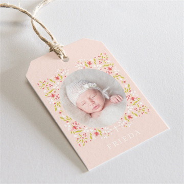 Geschenkanhänger Taufe zarte rosa blumen - magnet