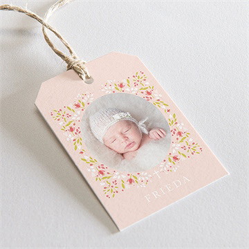 Geschenkanhänger Taufe Zarte Rosa Blumen