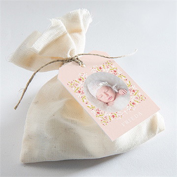 Geschenkanhänger Taufe Zarte Rosa Blumen - Vue 2