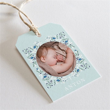 Geschenkanhänger Taufe zarte blaue blumen