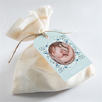 Geschenkanhänger Taufe Zarte Blaue Blumen - Vue 2