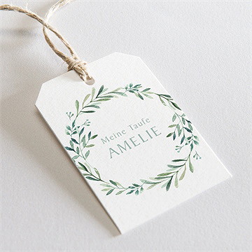 Geschenkanhänger Taufe Runder Blumenkranz