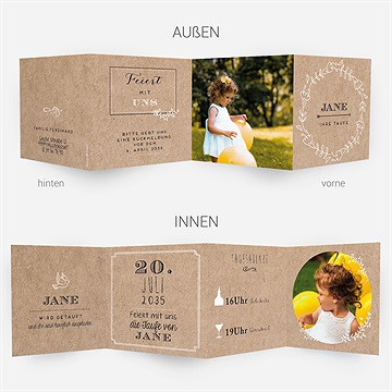 Einladung Taufe Taufe In Kraftpapier - vue 4