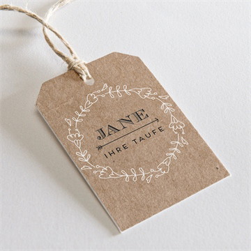 Geschenkanhänger Taufe taufe in kraftpapier - gold