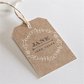 Geschenkanhänger Taufe taufe in kraftpapier