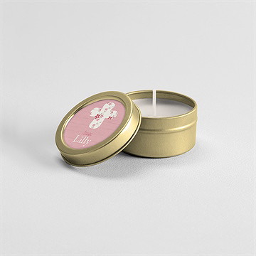 Kerze Taufe Rosa Schleife - Vue 3