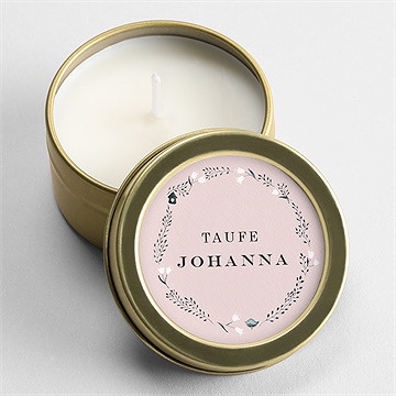 Kerze Taufe ring der natur rosa