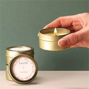 Kerze Taufe vintage natur - Vue 2