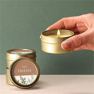 Kerze Taufe Kraftpapier Und Pflanzenmotiv - Vue 2