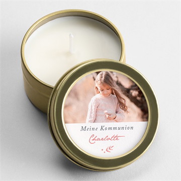 Kerze Kommunion kupferblätterranke