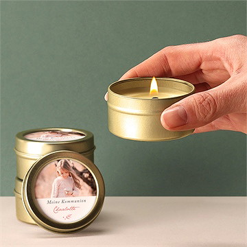 Kerze Kommunion Kupferblätterranke - Vue 2