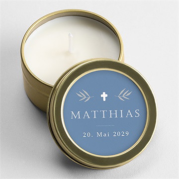 Kerze Kommunion Vergiss Mich Nicht - Blau