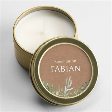 Kerze Kommunion pflanzenillustration - gold