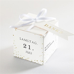 Geschenkbox Hochzeit einfach geschmückt - gold