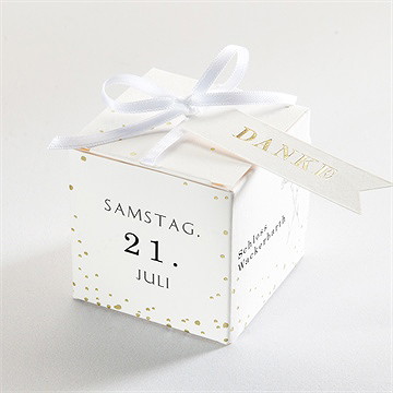 Geschenkbox Hochzeit einfach geschmückt - gold