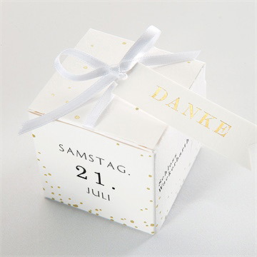 Geschenkbox Hochzeit einfach geschmückt - gold - Vue 4