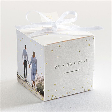 Geschenkbox Hochzeit monogramm - gold - Vue 3
