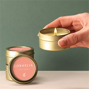 Kerze Geburt blumenkranz prägung - Vue 2