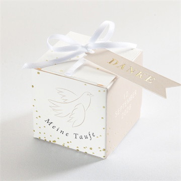 Geschenkbox Taufe goldene taube