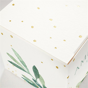 Geschenkbox Taufe runder blumenkranz - gold - Vue 2