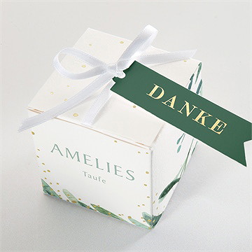 Geschenkbox Taufe runder blumenkranz - gold - Vue 4