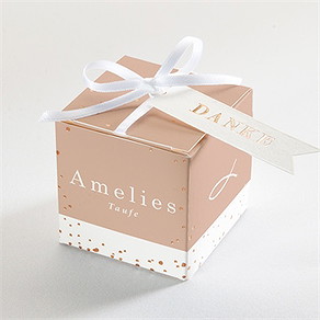Geschenkbox Taufe goldgravur rosa - kupfer