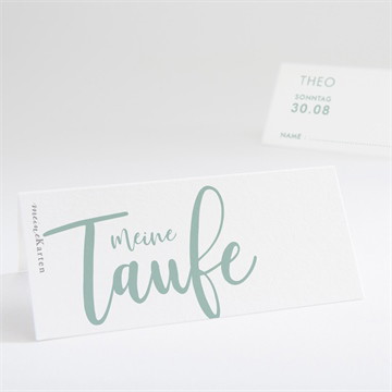Tischkarte Taufe silbernes kreuz
