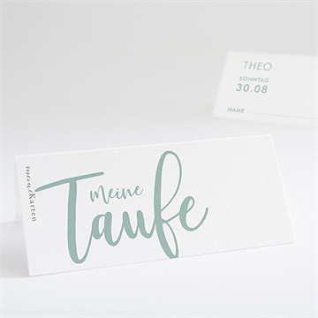 Tischkarte Taufe silbernes kreuz