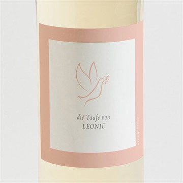 Flaschenetikett Taufe Kupfertaube