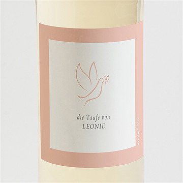Flaschenetikett Taufe Kupfertaube