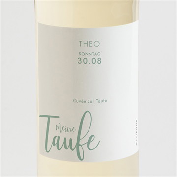 Flaschenetikett Taufe silbernes kreuz