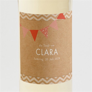 Flaschenetikett Taufe rosa girlande
